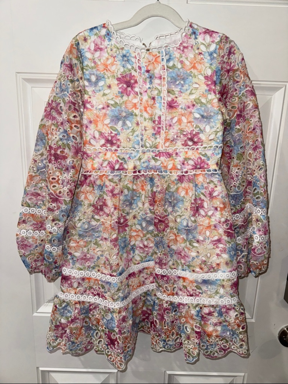 GB girls Floral Eyelet Dress in Pink, Blue, Orange, Green